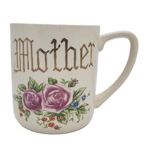 Vintage Mother Mug Pink Roses Cottagecore Ceramic Cup Made in Japan